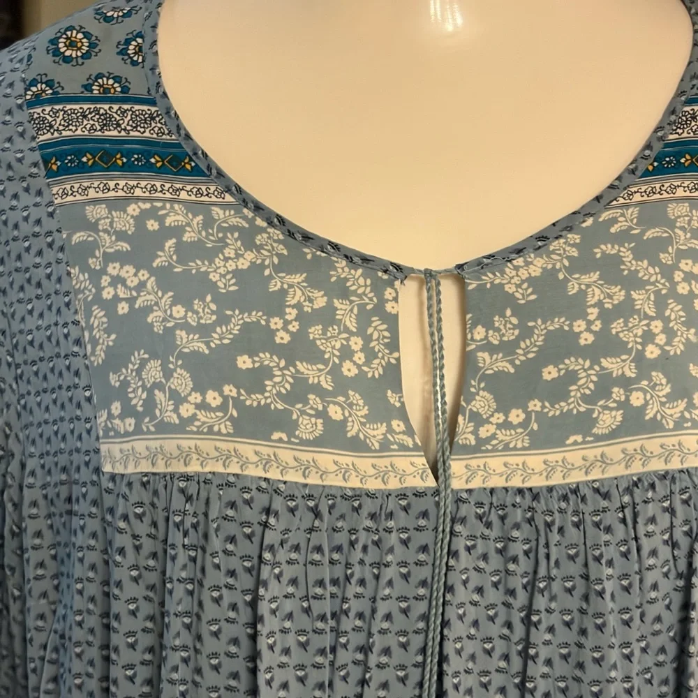 Old Navy Blue Floral Blouse Tunigan/Dress Boho Cottagecore - Picture 6 of 8